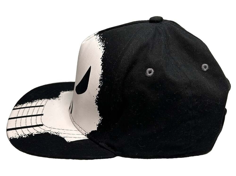 VTG Marvel Punisher Ball Cap Hat White Skull Snapback Black Camo RARE - Picture 3 of 11